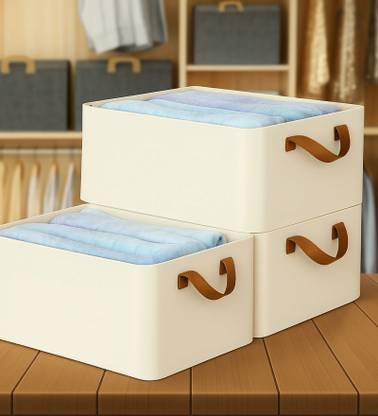 Sunvibe Foldable Wardrobe Clothes Organizer with Durable Handle Storage Box