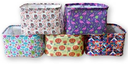 ABBASI Cosmetic & Make-up Foldable Storage Box Canvas Fabric Baskets Storage Box