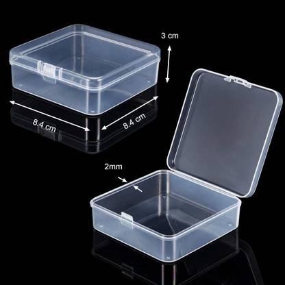 Kinzilla Mini Clear Plastic Organizer Storage Box Containers with Hinged Lids Storage Box