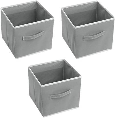 Crownsy Foldable Square Storage Bins Cubes Organizer Box Non-Woven Pack of 3 Storage Box