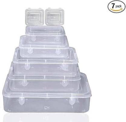 PMW Container with Locks - Pack of 7 Pcs - Rectangular Boxes of Different Sizes Storage Box