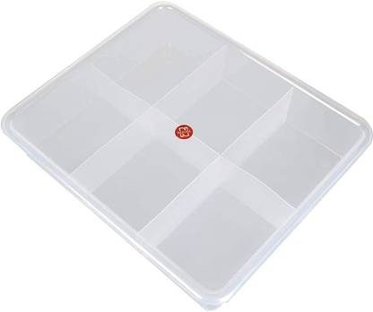 AMMEDARSHAN Plastic Grid Box Organizer for Jewelry, Hair Pins, Medicines, Craft Material, Hardware with new 6 Partitions/Sections Storage Box