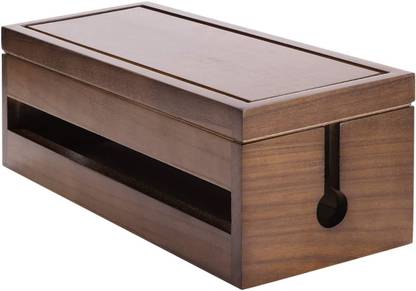 Whitewhale Cable Management Box Wooden Cord Organizer Box for Extension Storage Box Storage Box