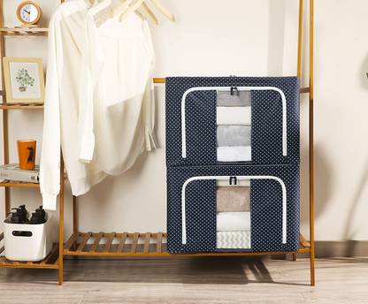 StayWay Clothes Storage Organizer Bins Containers, Storage Bins Cloth Steel Frame Box Storage Box