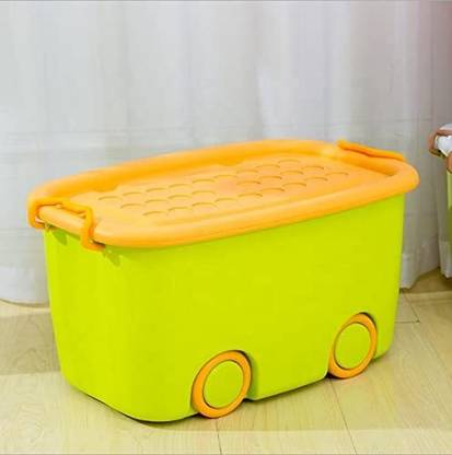 AJAAQI Rolling Storage Yellowgreen Colour Container Box 45 LTR Super Large With Wheels Storage Box