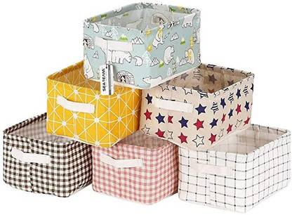 ozket (Pack of 5) Foldable Multipurpose Storage Box Small Canvas Fabric organizer Storage Box