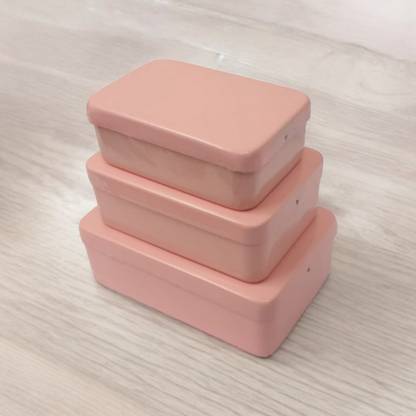 JAYCO Aluminium Small Storage Boxes - Set of 3 pcs - Baby Pink Color Storage Box