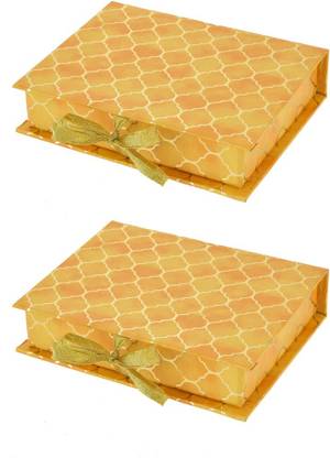Ochre set of 2 cardboard book design Storage Box