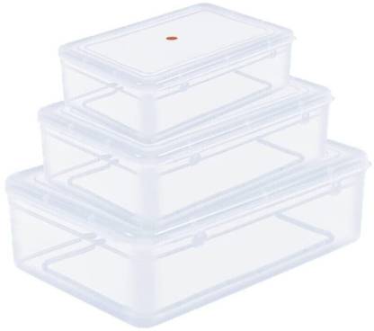 Eos Transparent Plastic Storage Box Organizer Rectangle small Size (Pack of 2) Storage Box  (Clear)