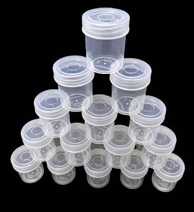 Pranavi Small Tiny Containers Plastic Clear Box with Screw lid 10 ml Pack of 12 Round Storage Box