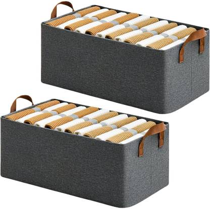 STARKENDY Nylon Foldable Rectangle Storage Cubes Baskets Organizer with Handles Storage Basket