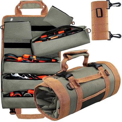 HASTHIP Roll Up Tool Bag Large Tool Storage Bag Travel Storage Bag 6 Detecahble Zipper Canvas, Polyester Tool Bag