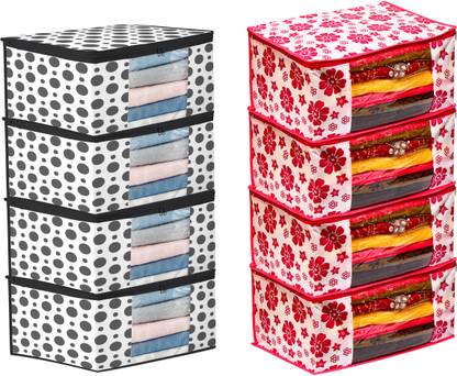 Ankit International High Quality Non Woven With Window Saree cover / Wardrobe Organizer Clothes / Storage Cover Storage Space Saver Multipurpose Bag/Wardrobe Storage Organizer Storage Box Set of 8 Avi_XL_SC_7782