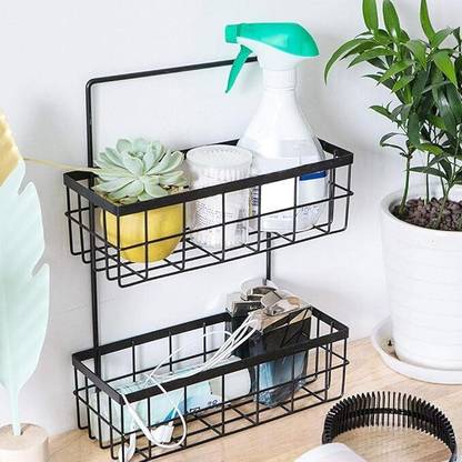 Indian Decor 28498 Wrought Iron Wall Mounted Multi-Layer Storage Rack Kitchen Iron Wall Shelf
