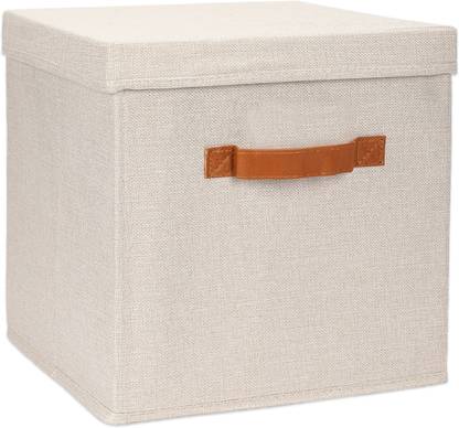 anko Foldable Storage Cube with Lid, Linen look Premium Fabric 11.8 x 11.8 x 11.8 In Storage Box