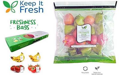 Keep-it-fresh Zip Lock Bags, Extends shelf life of Fruits,Vegetables, Different sizes(20 Pcs) Plastic Storage Pouch
