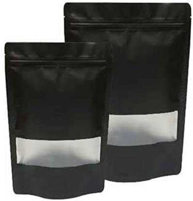Pocheon 70 gm Capacity - 50 pcs - Matt Black - Reusable Stand up Standee Zip Pouch Plastic Storage Pouch
