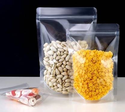 ZYGOMA Standup Pouch For Food Storage, 6X9 Inch Size, 250 GM Capacity, Transparent Plastic Storage Pouch