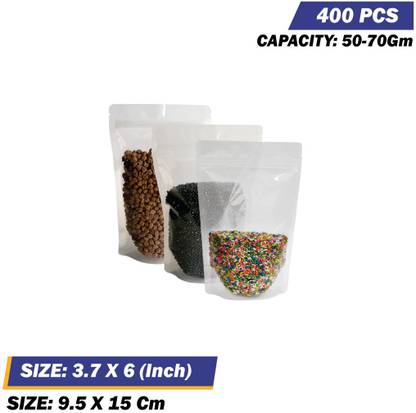 SPRINLOCK Transparent Zip Lock Reusable Heat Seal 3 Layered Pouch for Spices | Dry Fruits Polyester Storage Pouch