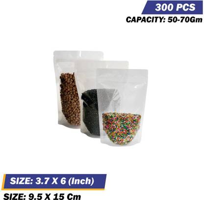 SPRINLOCK Transparent Zip Lock Reusable Heat Seal 3 Layered Pouch for Spices | Dry Fruits Polyester Storage Pouch