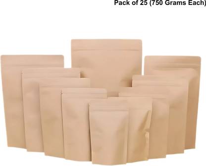 Velexe Brown Kraft Paper Zip Lock Stand Up Storage Pouches | 180mm*260mm Paper Storage Pouch