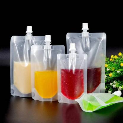 GreenTwish Spout Pouch for Beverages like Juice, Tea, Liquor Etc. | Capacity: 125 ML | Plastic Storage Pouch