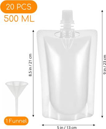 GreenTwish Liquid Spout Pouch for Beverages like Juice, Tea, Liquor Etc | Size: 500 ML | Plastic Storage Pouch