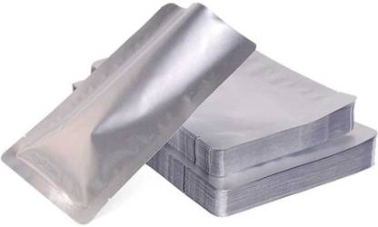 PRASAD Silver Open Storage Pouch 4x6 inch 50pcs used for Electronics Device Plastic Storage Pouch