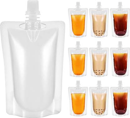 GreenTwish Liquid Spout Pouch for Beverages like Juice, Tea, Liquor Etc. | Size: 250 ML | Plastic Storage Pouch