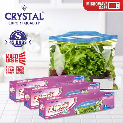 Crystal ZipSeal Storage Bags - Reusable, Freezer, 100% Leak Proof, FDA Food Grade -SMALL Plastic Storage Pouch