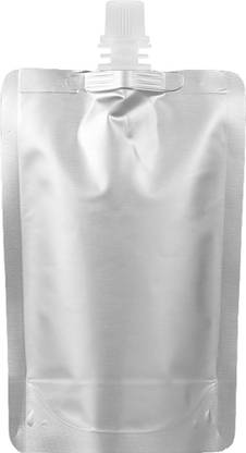 GreenTwish Reusable Silver Foil Spout Pouch for Hot and Cold Beverages | Capacity: 250ml | Aluminium Storage Pouch