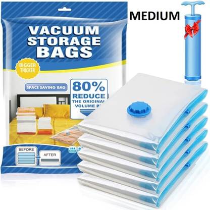VISHWA Storage Vaccum Bag pack of 6 (Medium 50 X 70 cm) Travel Storage Vacuum Bags