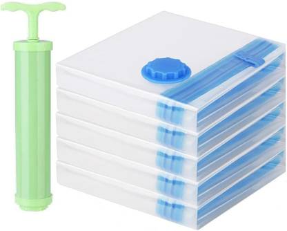 Corslet Vacuum Storage Bags, Vacuum Compression Bags for Clothes, Blankets, Comforters, Pillows with Travel Hand Travel Vacuum Storage Bags for Clothes Comforters Blankets Mattress Pillows (Pack of 5) 2 Small (40 Cm X 60 Cm), 2 Medium (50 Cm X 70 Cm), 1 Large (60 Cm X 80 Cm) with Hand Pump High Volume Storage Vacuum Bags, Travel Storage Vacuum Bags