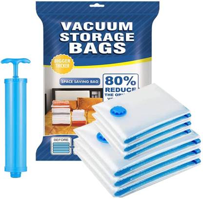 M1TECH Space Saver Compression Sealer Bags with Manual Pump Hanging Storage Vacuum Bags Travel Storage Vacuum Bags
