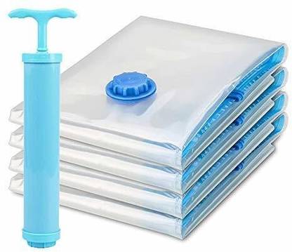 KitchExpo Space Saving Storage Bags Vacuum Seal Hand Vacuum Pump Clothes Bedding Compressed Organizer Package Bag Vacuum Storage Bags with Hand Pump - Save Space by 80% and Works for Bedding, Pillows, Blanket, Clothes Bags Blue Vacuum Storage Reusable Ziplock Space Saver Bags for Travel Space Saving Storage Bags Vacuum Seal Hand Vacuum Pump Clothes Bedding Compressed Organizer Package Bag S / M / L (Pack of 5) 2 Small (40 Cm X 60 Cm), 2 Medium (50 Cm X 70 Cm), 1 Large (60 Cm X 80 Cm) with Hand Pump High Volume Storage Vacuum Bags, Travel Storage Vacuum Bags, Miscellaneous Storage Vacuum Bags (Pack of 5) Hanging Storage Vacuum Bags, Travel Storage Vacuum Bags, High Volume Storage Vacuum Bags