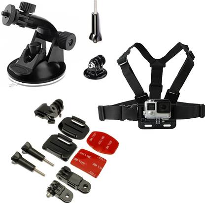 quikprof Suction Cup Helmet mountkit And Chest Strap For Gopro Hero, SJCAM, Yi Strap