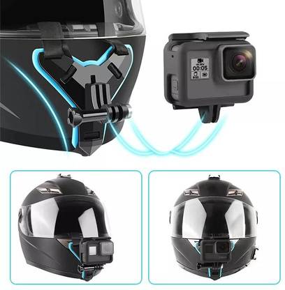 DawnRays Helmet Chin Strap Mount Bike Helmet Holder with Mobile Clip for Go pro Strap