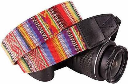 KRAPTICK Wolven Pattern Canvas Camera Neck Shoulder Strap Belt Compatible with All DSLR/SLR (Red Stripe Pattern) Strap