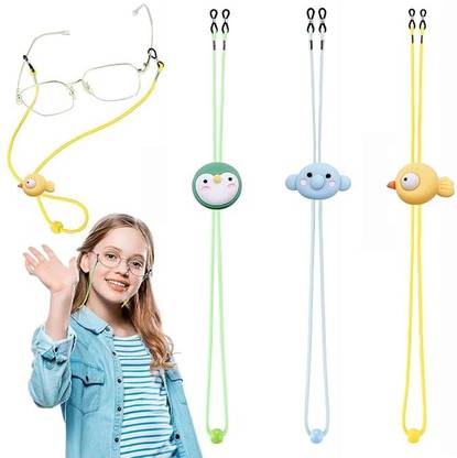 sannidhi Eyeglasses Neck Straps for Kids Adjustable Elastic Ropes 3Pcs Cartoon Charm Strap