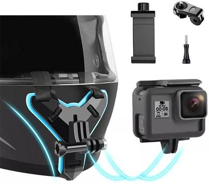 bediwell Helmet Chin Mount with Mobile Holder, Motorcycle Helmet Strap with GoPro Hero Strap
