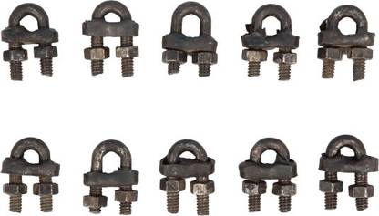 Delcot Wire Rope Clamp 6mm (Set of 10 nos) Wire Rope Clips Mild Steel, Black Colour 6 Badminton String - 1.4 inch