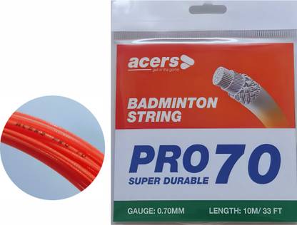 acers BadmintonRacketString_Pro70_Orange 0.7 Badminton String - 10 m