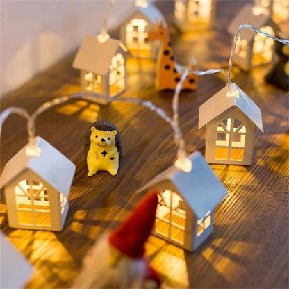MEHAKENT Wooden White House Shaped Led String Light 14 pcs String Light Room Decor Single Stringing Clamp