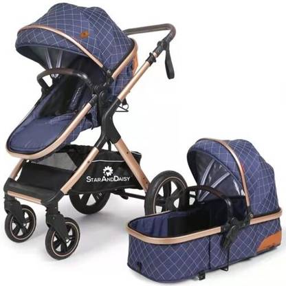 StarAndDaisy EasygoStroller_Blue_with_GoldTubes Travel system