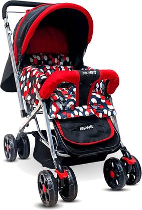 Kidsmate Jumbo Pram Cum Stroller for 0-3Years | Reversible Handlebar | Safety Harness Stroller
