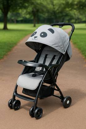 Angels & mice Panda,|300DFabric |Seat Recline|Expandable Footrest,Canopy|FoodTray|0-36M Pram