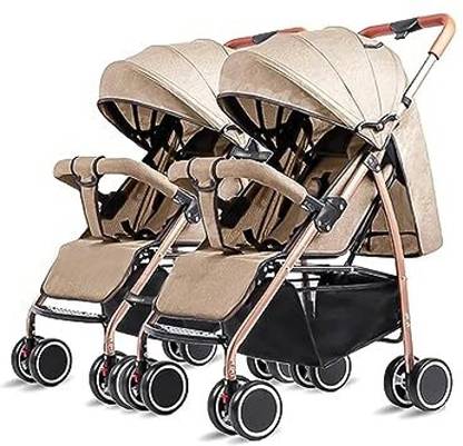 Safe-o-kid Twins Buggy Stroller/Two Babies Pram/Kids/Infants of 0-3 Years with Swivel Wheel Stroller