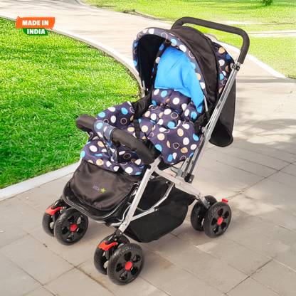 LITTLE RIDES Explorer Baby Stroller New Born/Kids, with Safety Belt, 360 Swivel Wheel Stroller  (Multi, Blue)