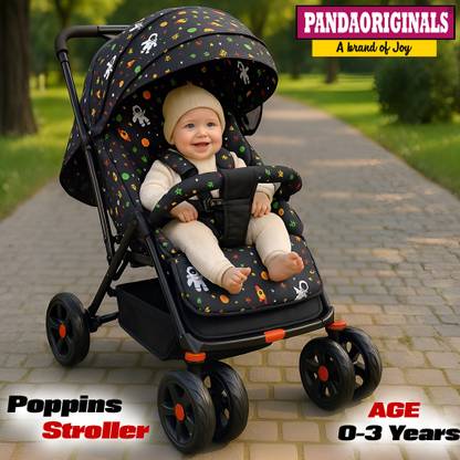 Pandaoriginals Poppins Baby Stroller Pram for 0-3 Years 5 Point Safety Harness,360°Swivel Wheel Stroller