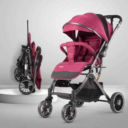 LuvLap Alpha Baby Stroller / Pram with 5 point Safety Harness, Reversible Handle bar, Stroller